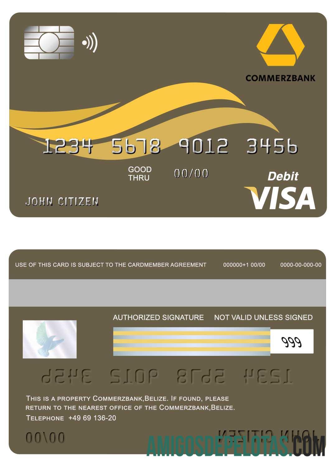 Cartão Visa Belize Commerzbank baixar para verificação